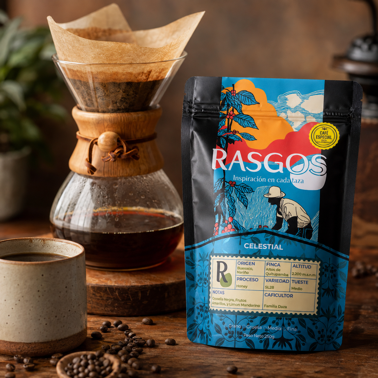 Café Especial Rasgos SL28 Honey 250g | Edición Especial | Buesaco Nariño