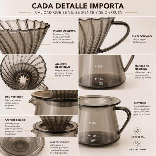 Kit V60 Clear Black con Server 01 de 400ml