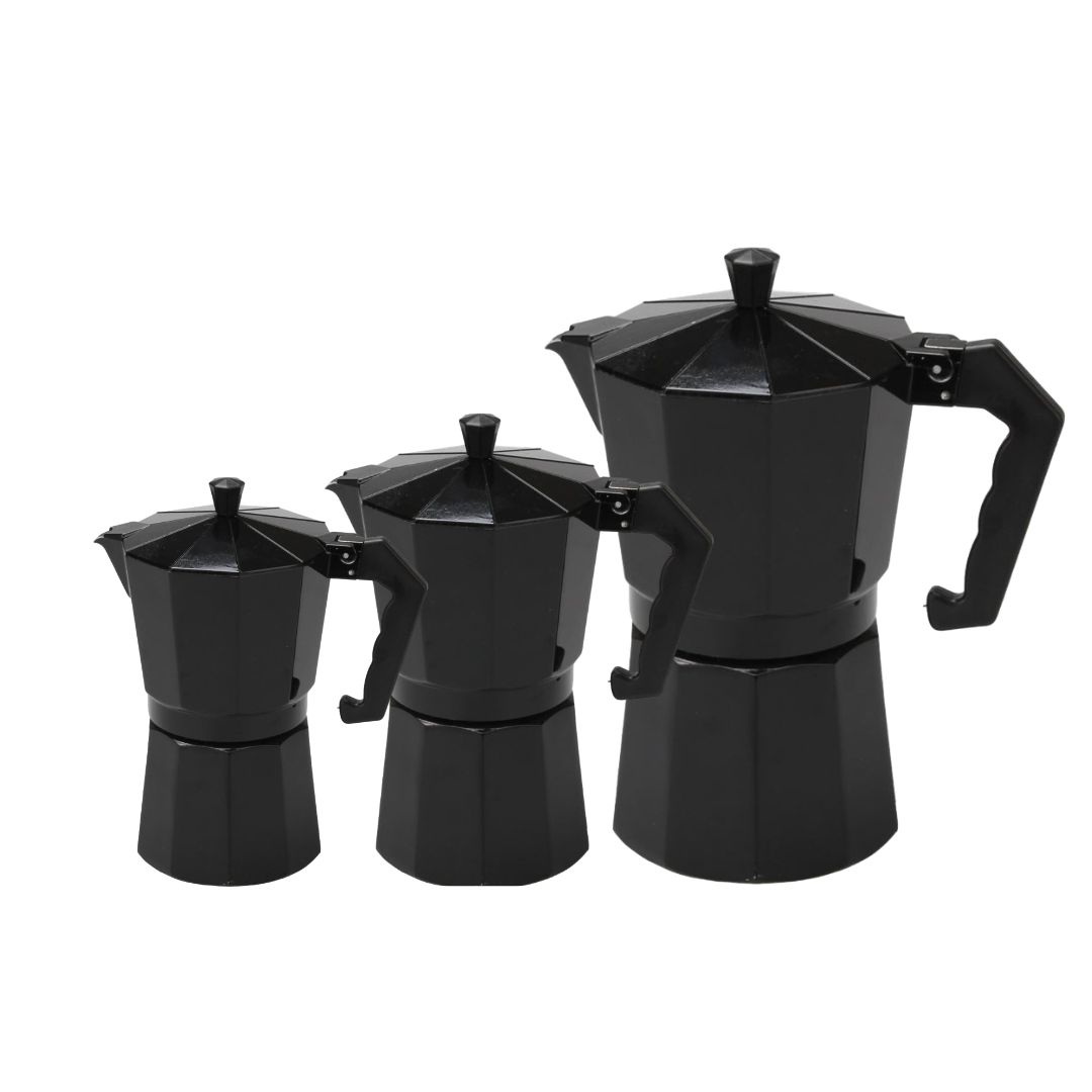 Cafetera Italiana Aluminio Moka Negra Tradicional 3/6/9 Tazas