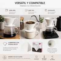 Kit V60 Ceramica Blanco 02 con Cuchara Medidora