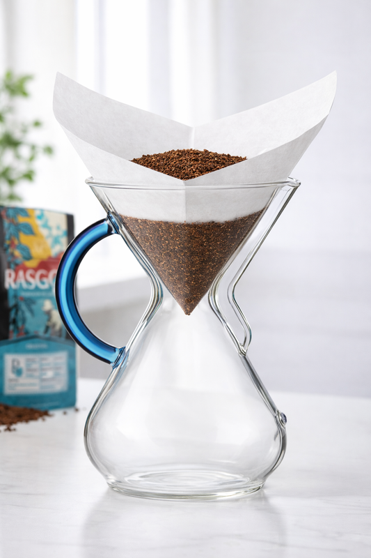 Cafetera Chemex 6 tazas Mango Cristal Azul Zafiro