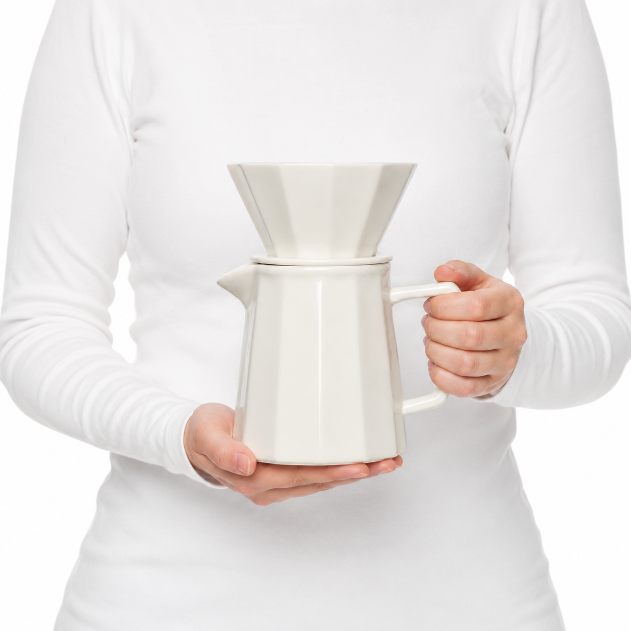 Kit Dripper Goteo White Diamante | Cafetera Metodo V60 con Server Punta Fina
