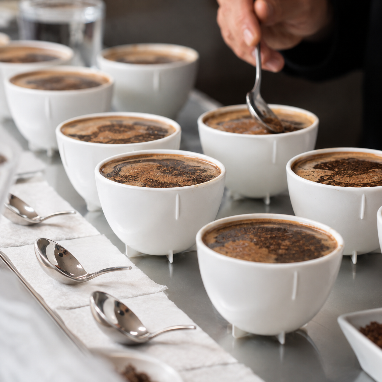 Taza Blanca para Catacion de Cafe 200 ml Apilable