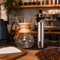 Kit de Cafe Cafetera Metodo Tipo Chemex 400ml con Molino Manual Acero Inoxidable