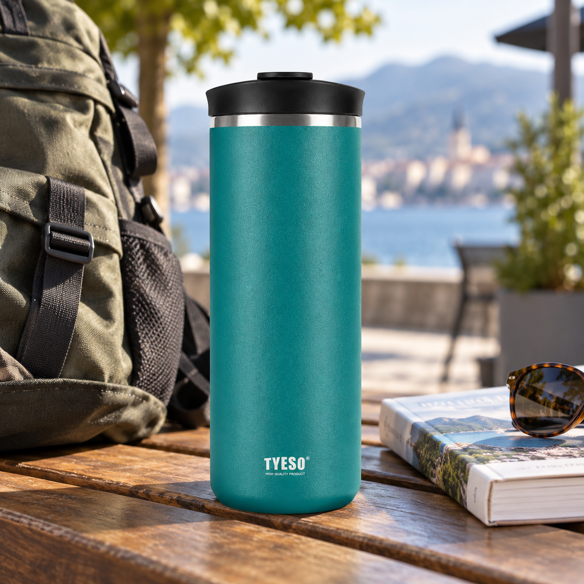 Termo Prensa Francesa TYESO 750 ml Acero Inoxidable Verde