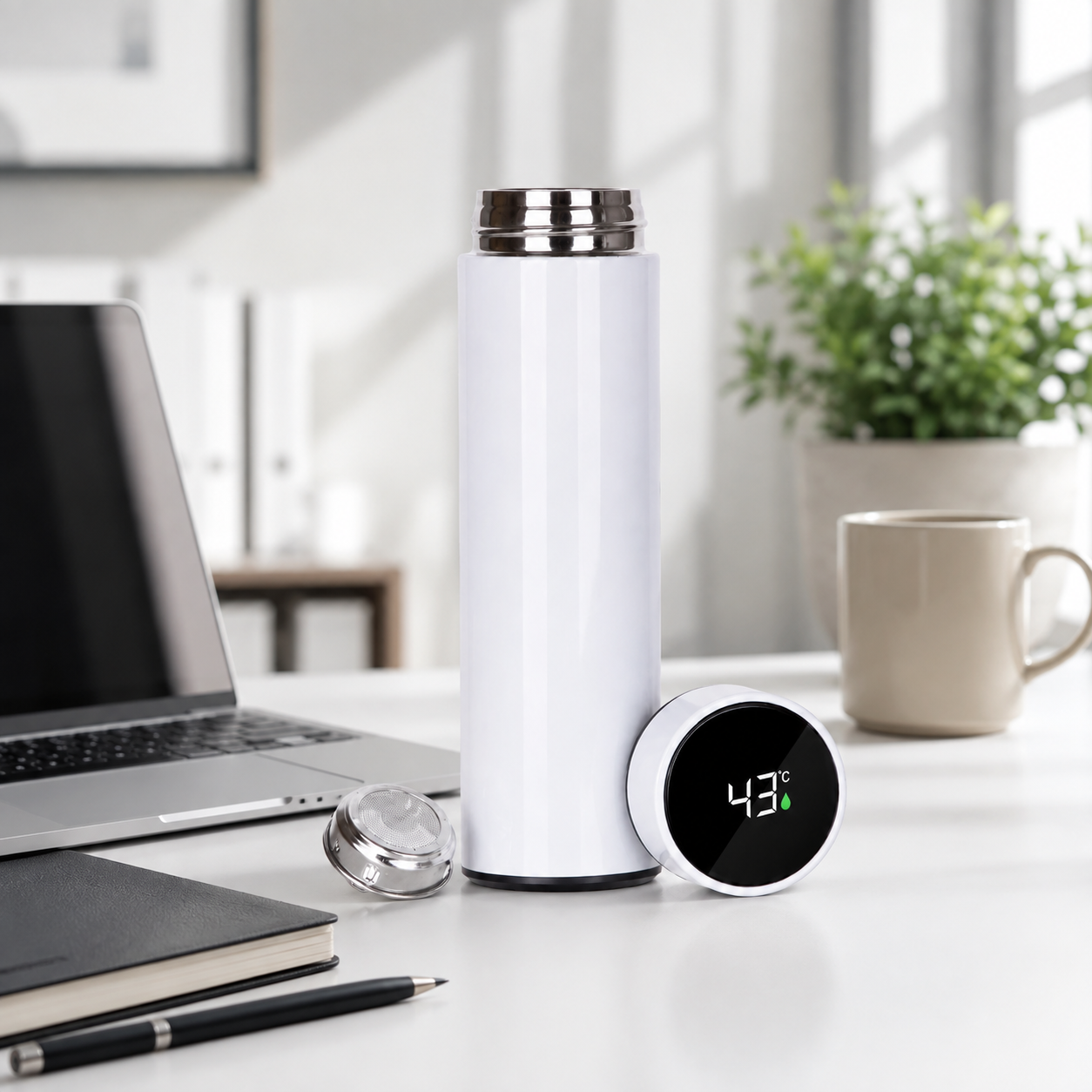 Termo Digital Blanco 500 ML con Indicador de Temperatura