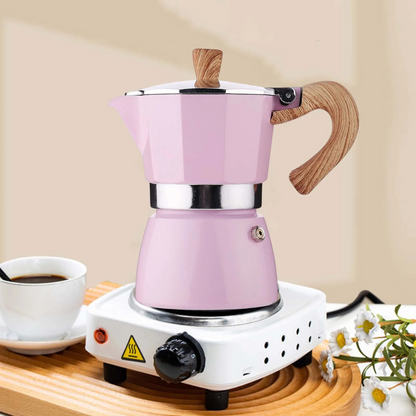 Cafetera Moka Rosa Tipo Espresso 6 Tazas 300ml