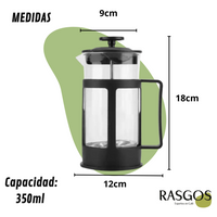 Cafetera Prensa Francesa Negra 350ml Embolo Acero French Press