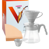 Set V60 Hario Original Plastico 02 Gris + Cuchara + Filtros + Server