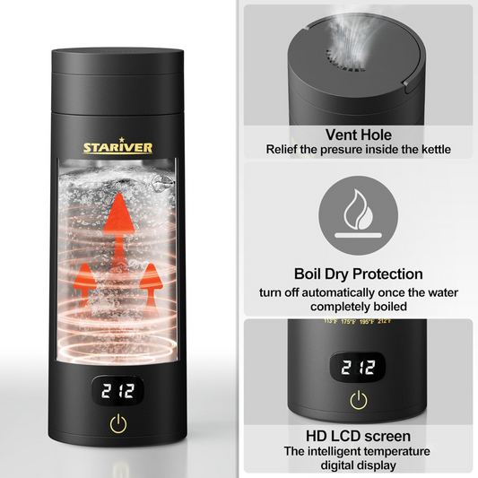 Hervidor Portatil Electeico Viajero Negro Stariver 380ml