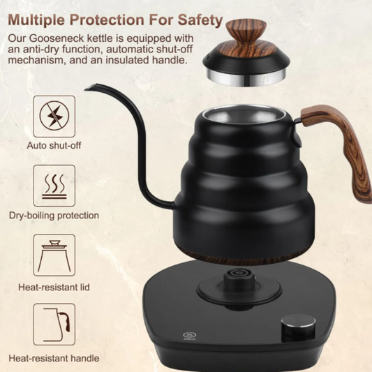 Hervidor Eléctrico Negro Cuello de Cisne 1 L para Barismo