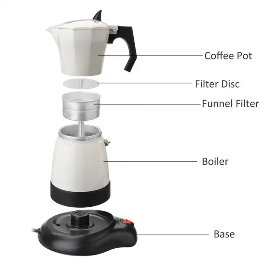Moka Base Electrica Negra 6 Tazas 300ml