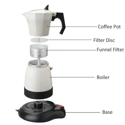 Moka Base Electrica Negra 6 Tazas 300ml