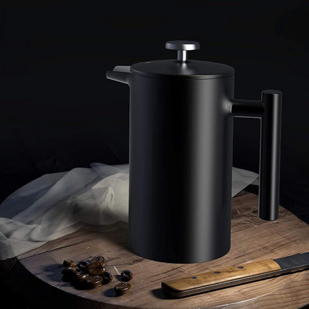 Prensa Francesa Negra Acero Inoxidable Doble Pared 800ml