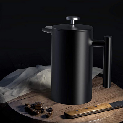 Prensa Francesa Negra Acero Inoxidable Doble Pared 800ml