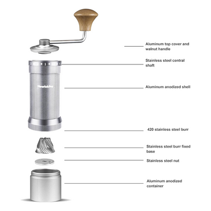 Moledor para Café Profesional Plateado NewlukPro Ajustable Exterior de Exactitud