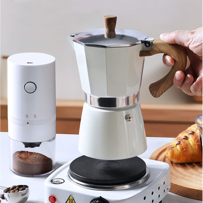 Moka Italiana 300ml 6 Tazas Blanca Cafetera de Estufa