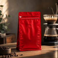 Bolsa Media Libra Cafe Cuadrado Rojo Metalizado x 50 Unidades 250 g