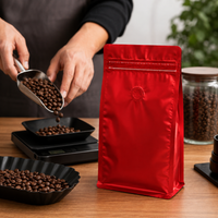 Bolsa Media Libra Cafe Cuadrado Rojo Metalizado x 50 Unidades 250 g