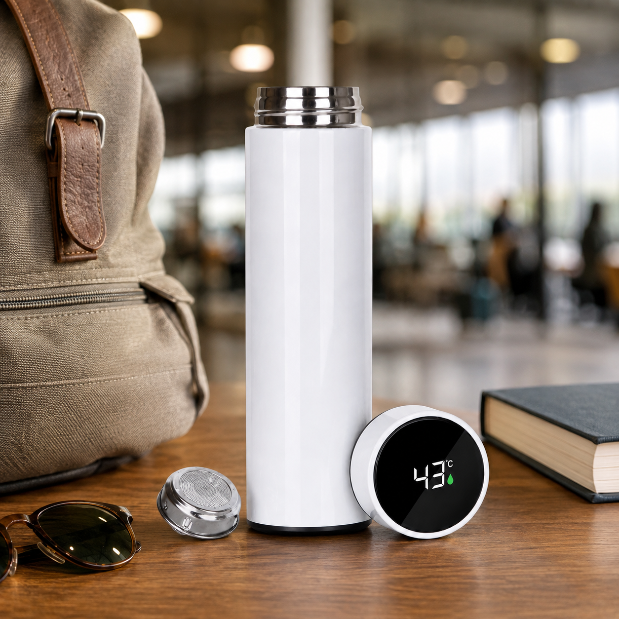 Termo Digital Blanco 500 ML con Indicador de Temperatura