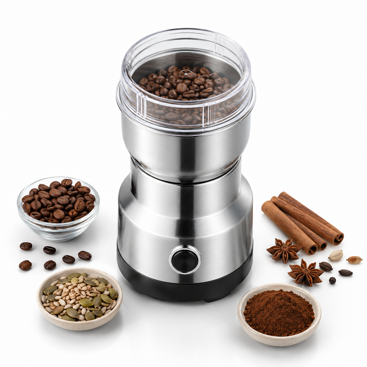 Molino Electrico para Cafe y Especias 125 gramos en Acero Inoxidable