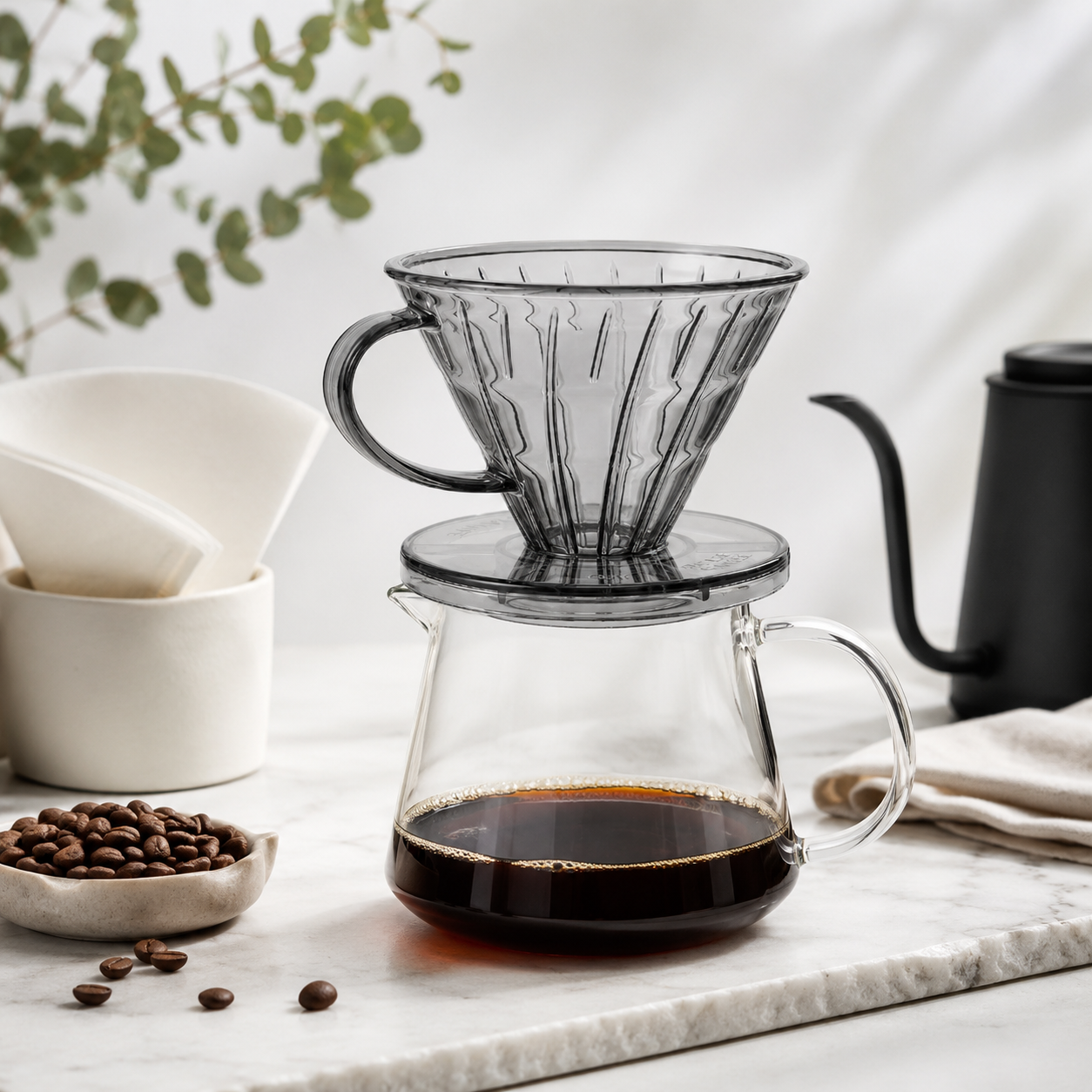 Metodo de Goteo Dripper V60 Clear Black 1 a 6 tazas