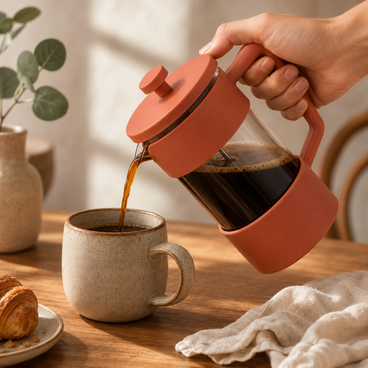Cafetera Metodo Prensa Francesa Rosa Terracota 600ml y 1 Litro