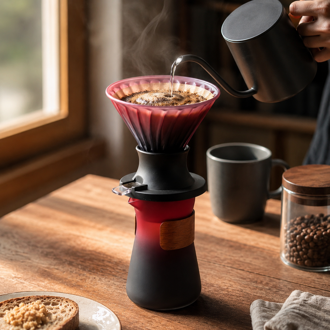 Kit Elegante Cafetera Dripper V60 Tipo Hario Switch con Server 400ml