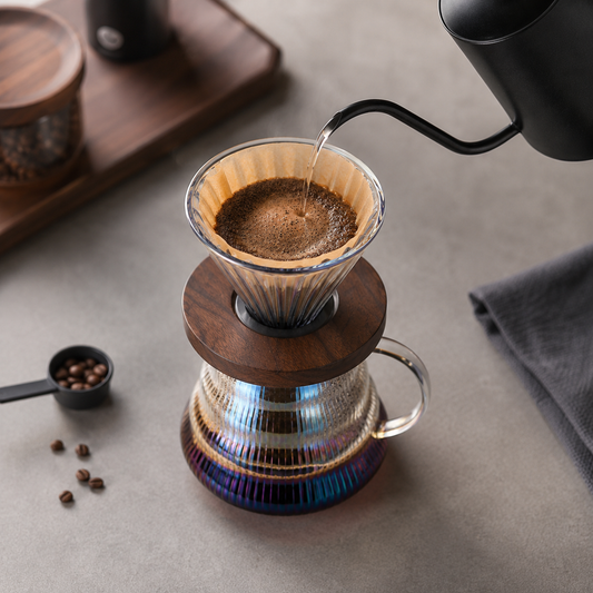 Cafetera Metodo V60 Dripper 02 | Con Base Madera para Cafe Filtrado