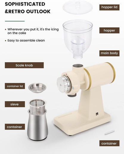 Molino Electrico Tipo Tolva 200w Ajustable 250gr Blanco