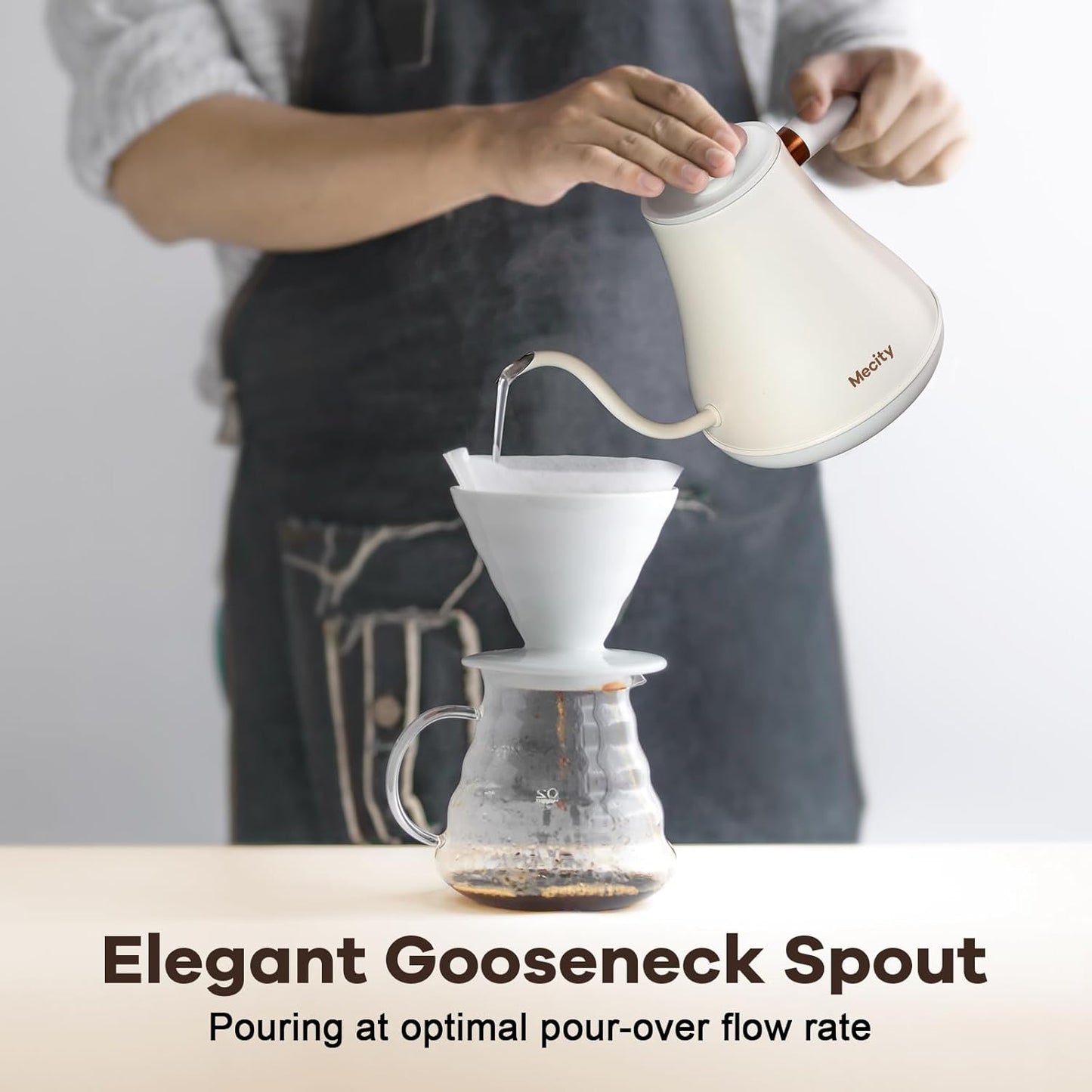 Mecity Hervidor Eléctrico Cuello de Cisne Blanco 0.8lt