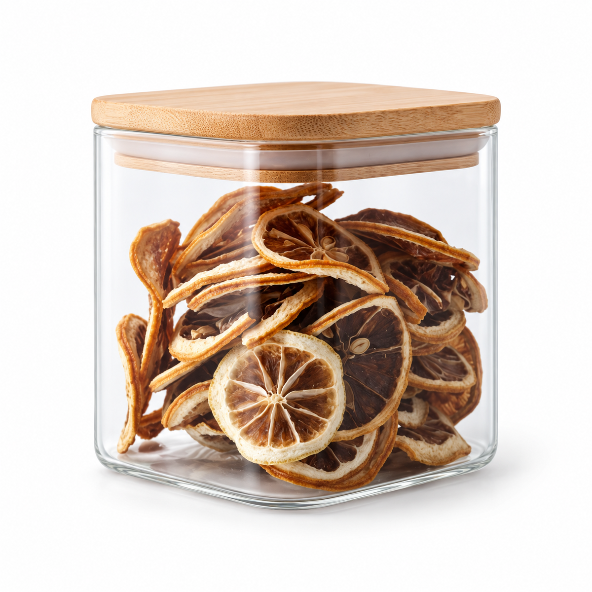 Recipiente para Cafe y Alimentos en Vidrio con Tapa de Bambu 450 ml