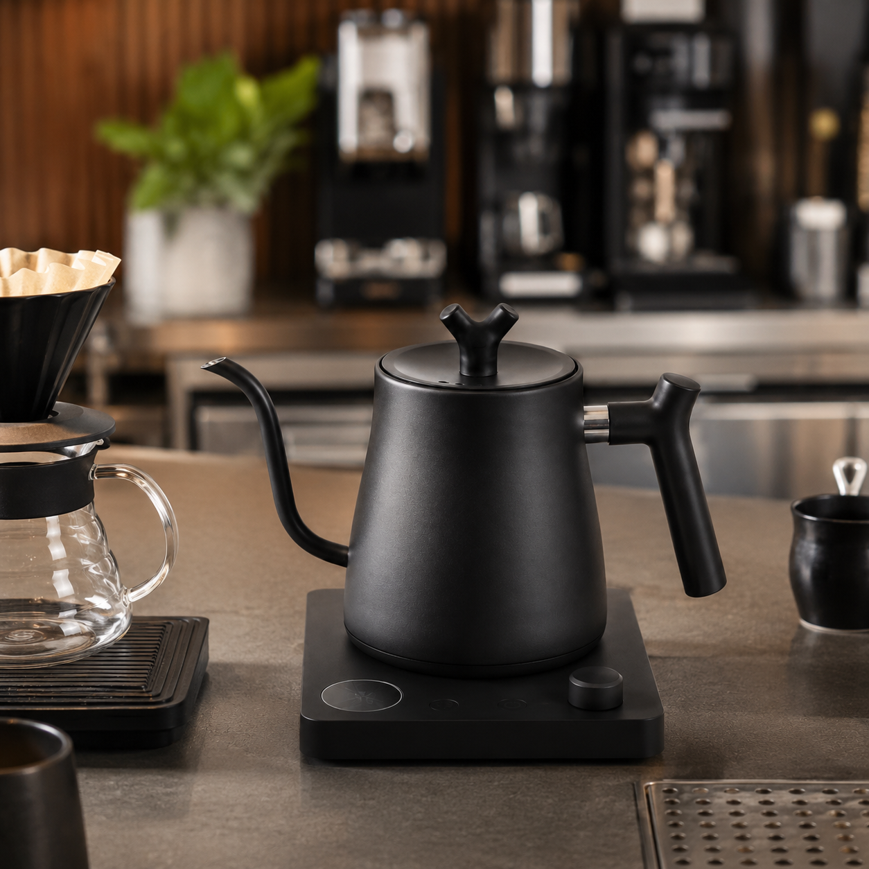 Hervidor Electrico Cuello de Cisne con Control de Temperatura 0.8 L 1000W Negro