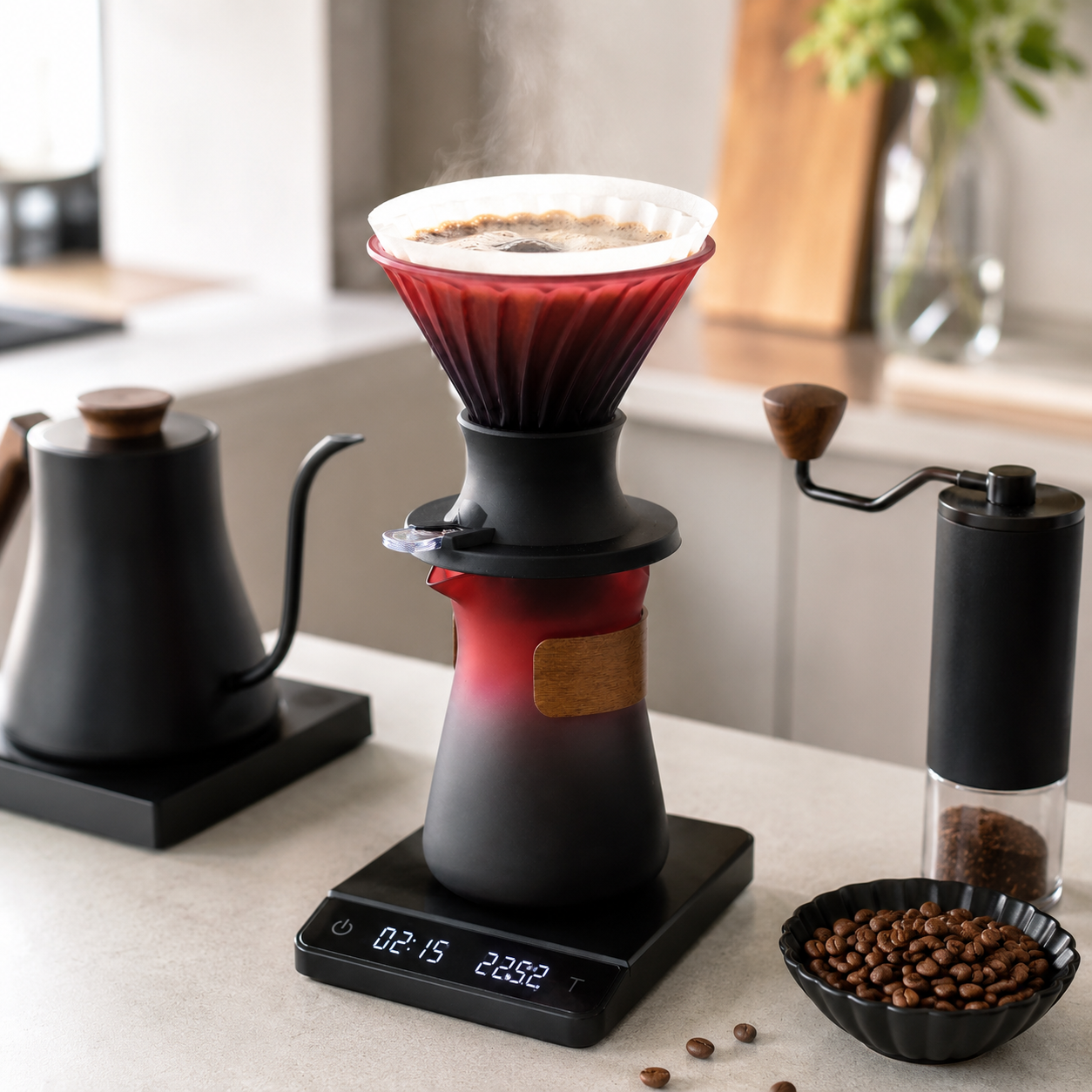 Kit Elegante Cafetera Dripper V60 Tipo Hario Switch con Server 400ml