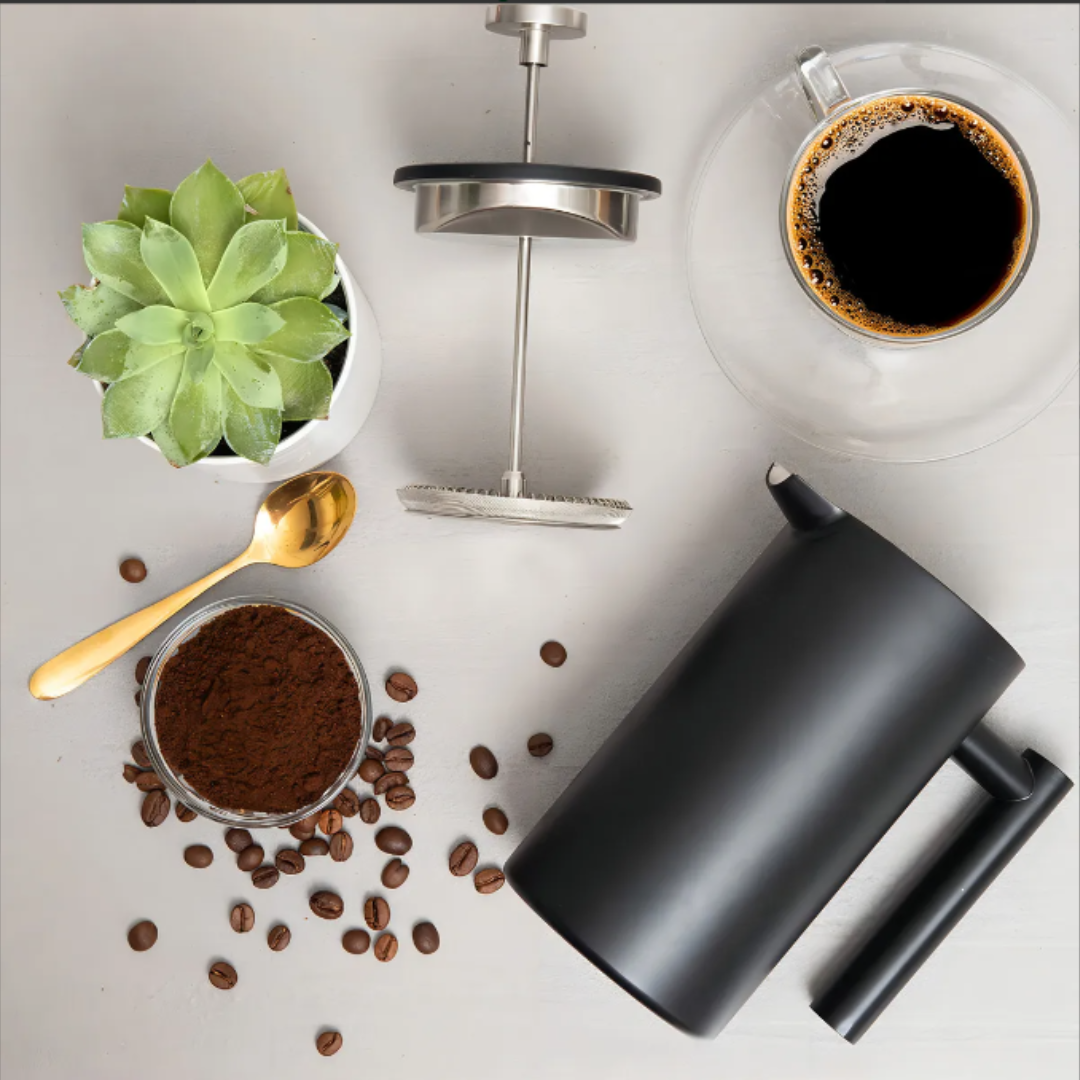 Prensa Francesa Negra Acero Inoxidable Doble Pared 800ml