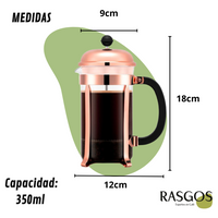 Cafetera Prensa Francesa Oro Rosa Acero Inoxidable Disponible 350ml-600ml-800ml