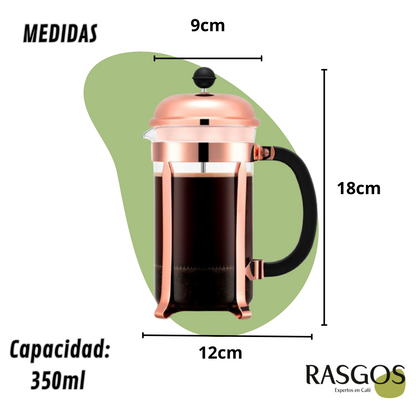 Cafetera Prensa Francesa Oro Rosa Acero Inoxidable Disponible 350ml-600ml-800ml