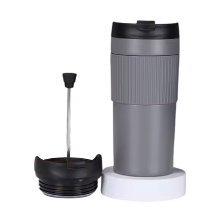 Termo Prensa Viajera Gris Metalico 350ml