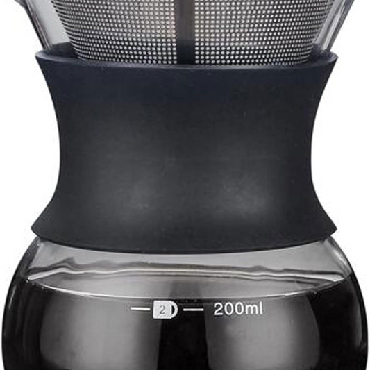 Cafetera de Goteo 400 ml 2 Tazas Pour Over Tipo Chemex con Filtro de Acero