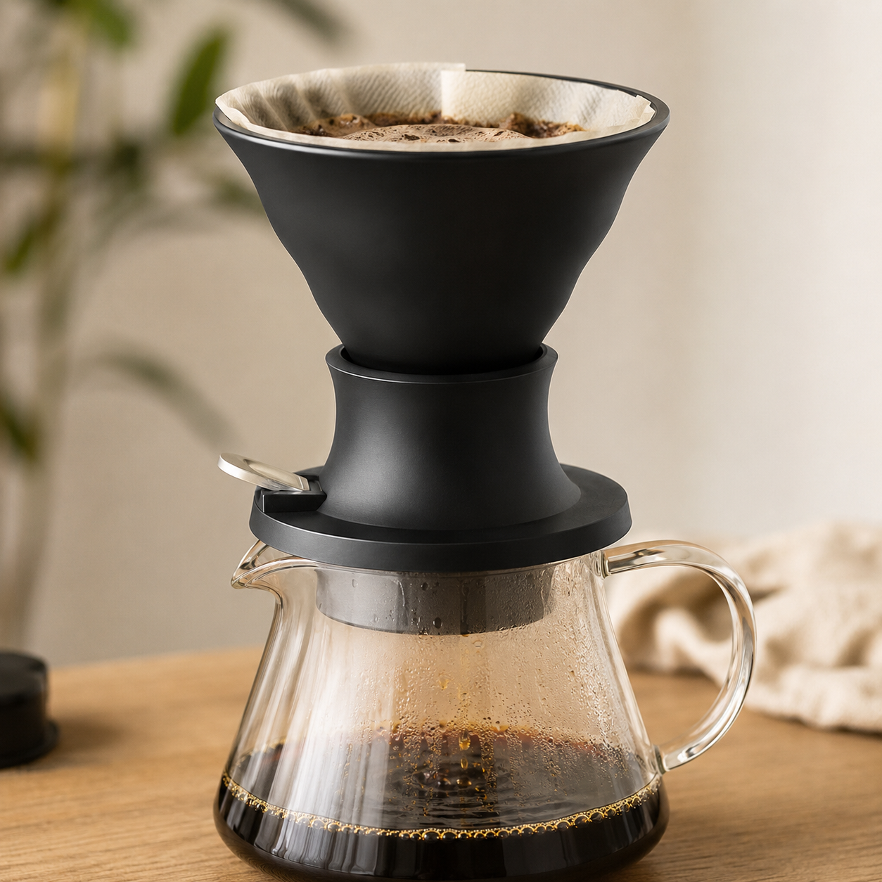Cafetera Dripper V60 Tipo Hario Switch en Ceramica Negra 02