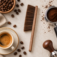 Cepillo Barista de Limpieza con Cerdas Suaves y Mango de Madera