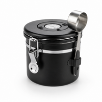 Recipiente Bote Hermetico para Cafe Negro Mate con Cuchara Medidora