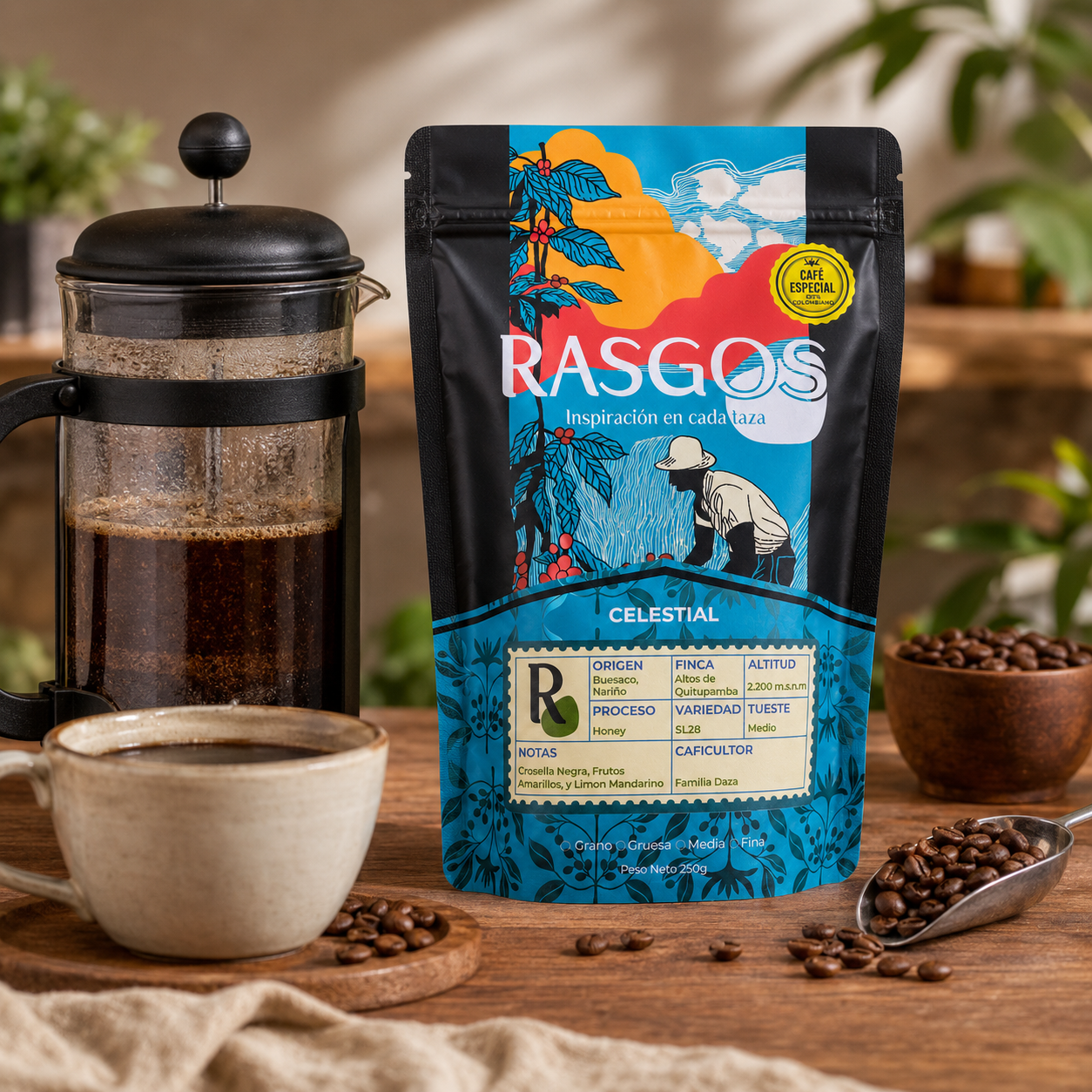 Café Especial Rasgos SL28 Honey 250g | Edición Especial | Buesaco Nariño
