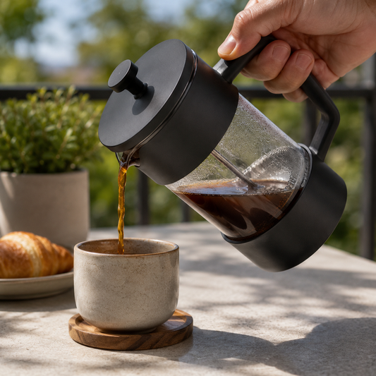 Cafetera Prensa Francesa Negra 600 ml – Cafe de Inmersion con Mas Cuerpo y Aroma
