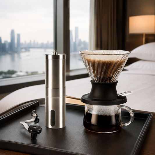 Kit Cafe v60 Tipo HARIO Switch con Molino Manual de Acero