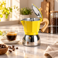 Cafetera Italiana Moka Amarilla 12 Tazas Base Acero Inoxidable