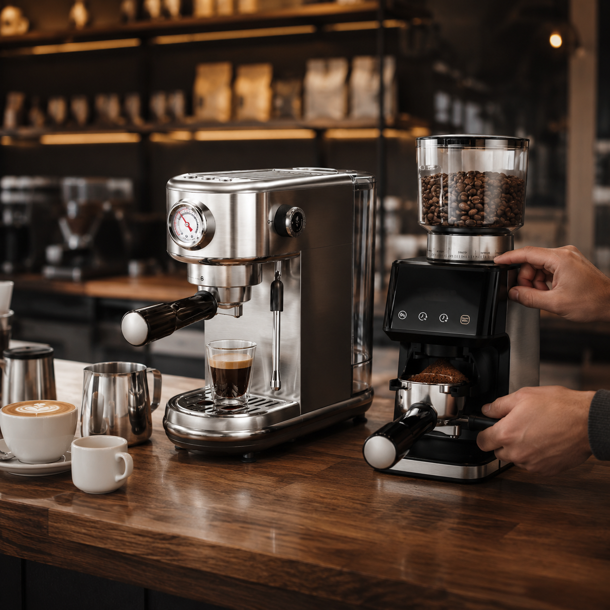 Estacion de Cafe para el Hogar y la Oficina con Maquina Espresso con Molino Incorporado SHARDOR