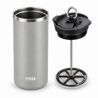 Metodo Viajero Termo Prensa Francesa TYESO 750 ml Acero Inoxidable Gris