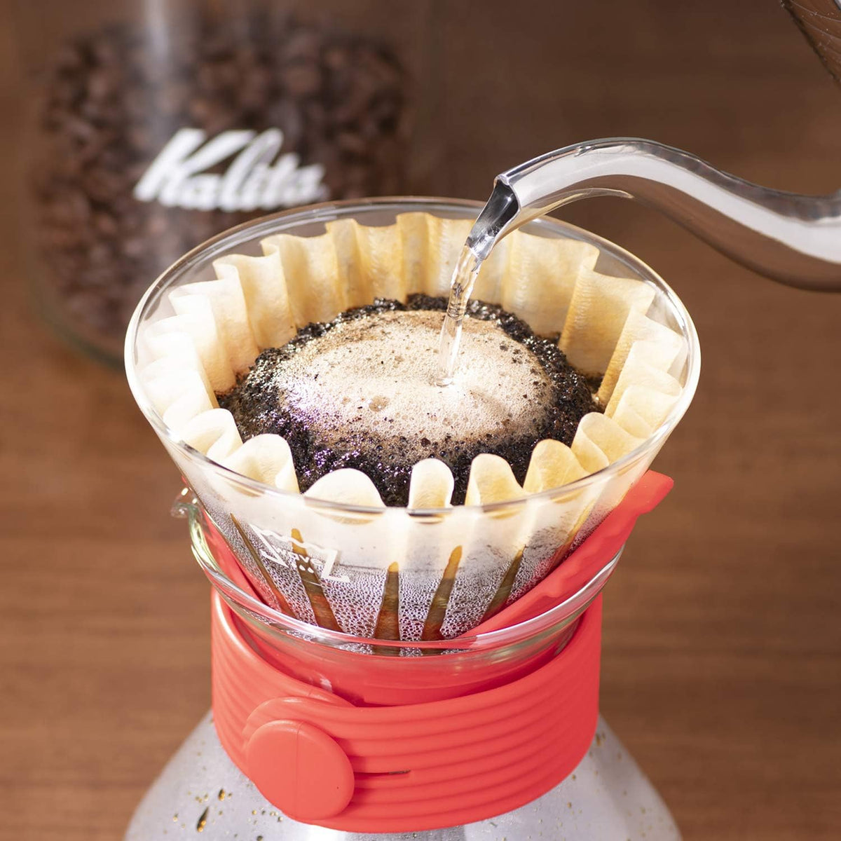 Kit Cafe Metodo Kalita Wave con Server y Filtros Color Rojo