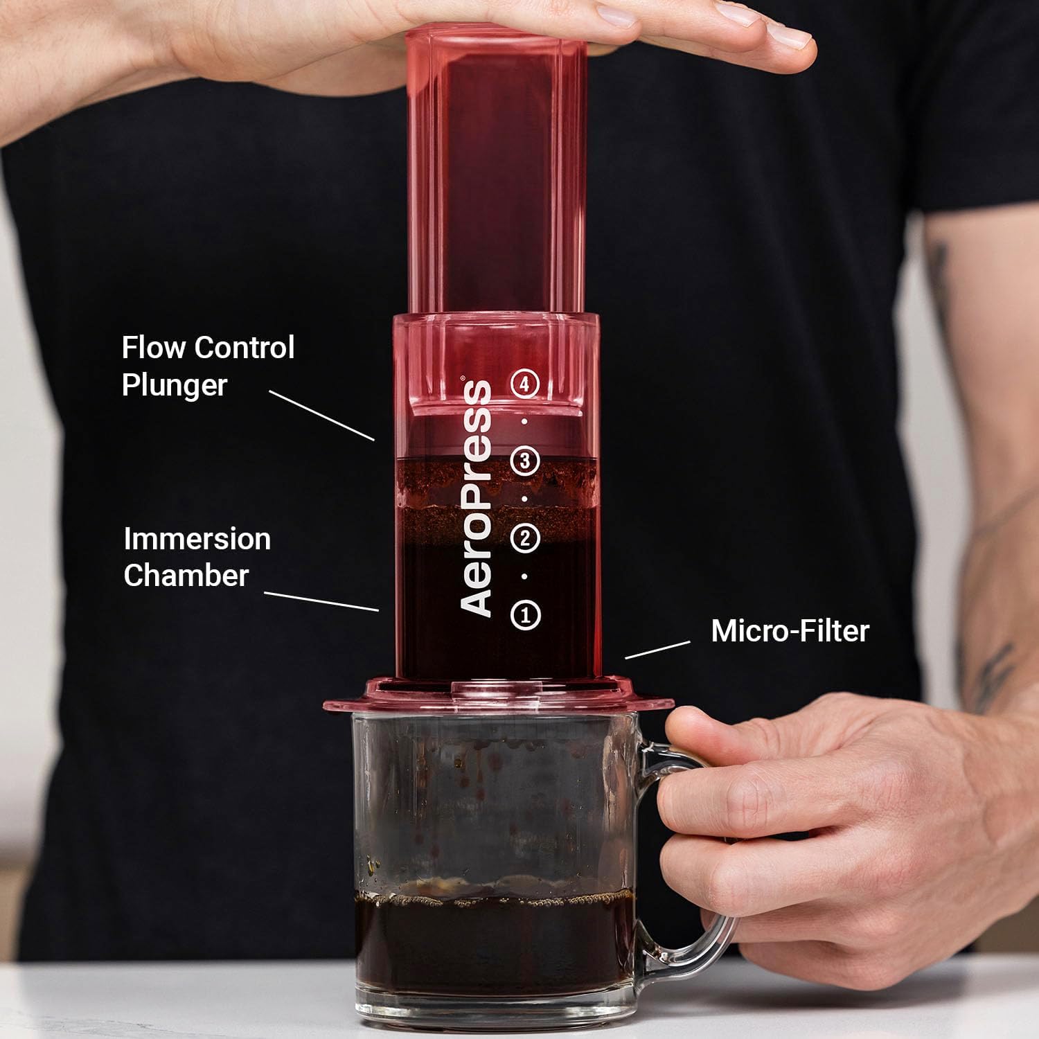 Cafetera AeroPress Clear Portable Original Roja 4 Tazas Maquina Móvil